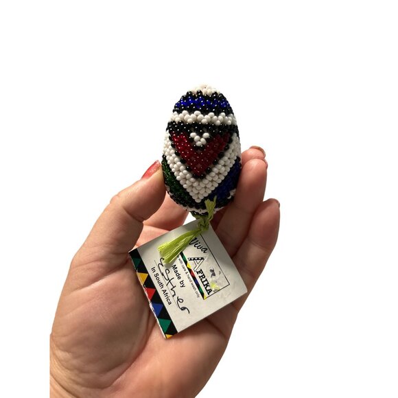 Handmade Ndebele Beaded Egg Ornament Esther South Africa Mpumalanga Viva Afrika - Picture 3 of 5